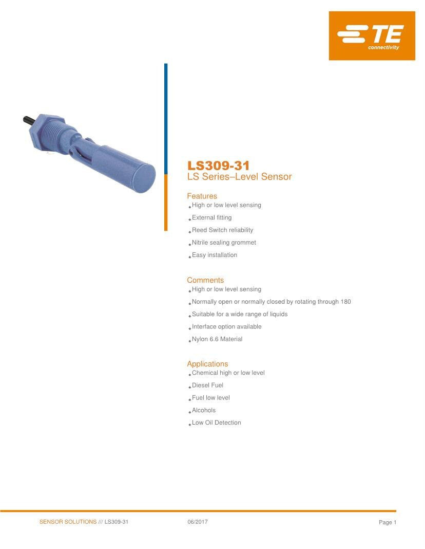 Liquid Level Sensors Datasheets Mouser