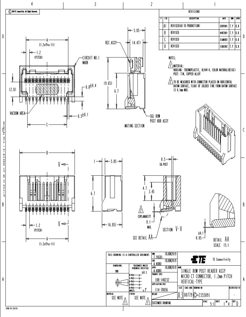 Datasheet for Manufacturer: TE Connectivity
