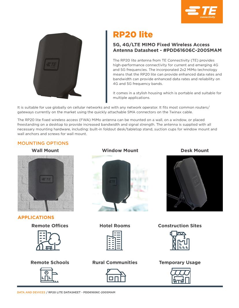 Datasheet for Manufacturer: TE Connectivity