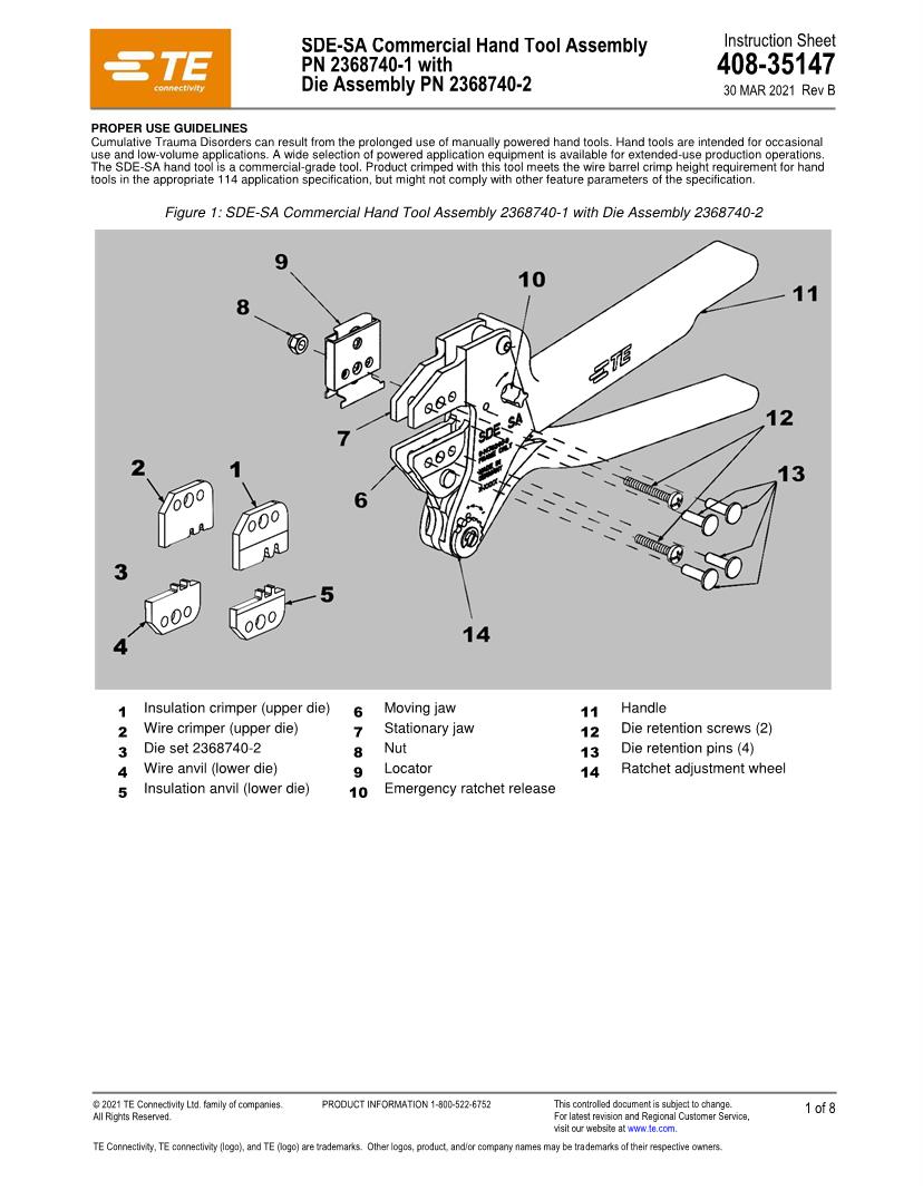 Datasheet for Manufacturer: TE Connectivity