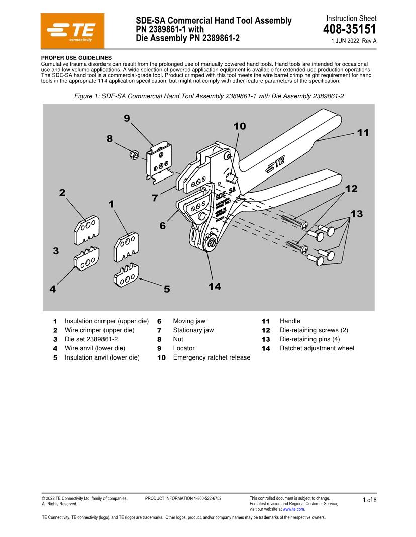 Datasheet for Manufacturer: TE Connectivity
