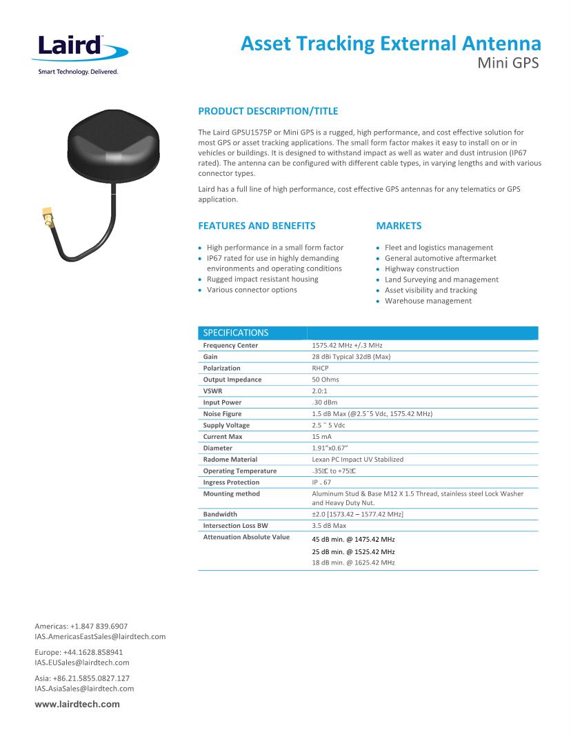 GPS Series Antennas Datasheets Mouser