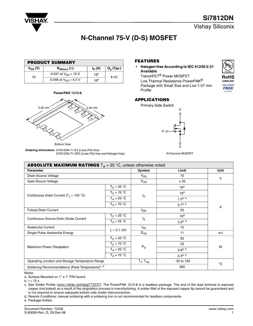 7812 MOSFET Datasheets | Mouser