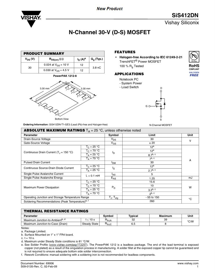 Industrial Electrical MOSFET 40V VDS 20V VGS PowerPAK 12128 Pack of 10