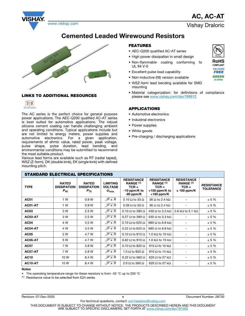 Search results for cement resistor Resistors Datasheets Mouser
