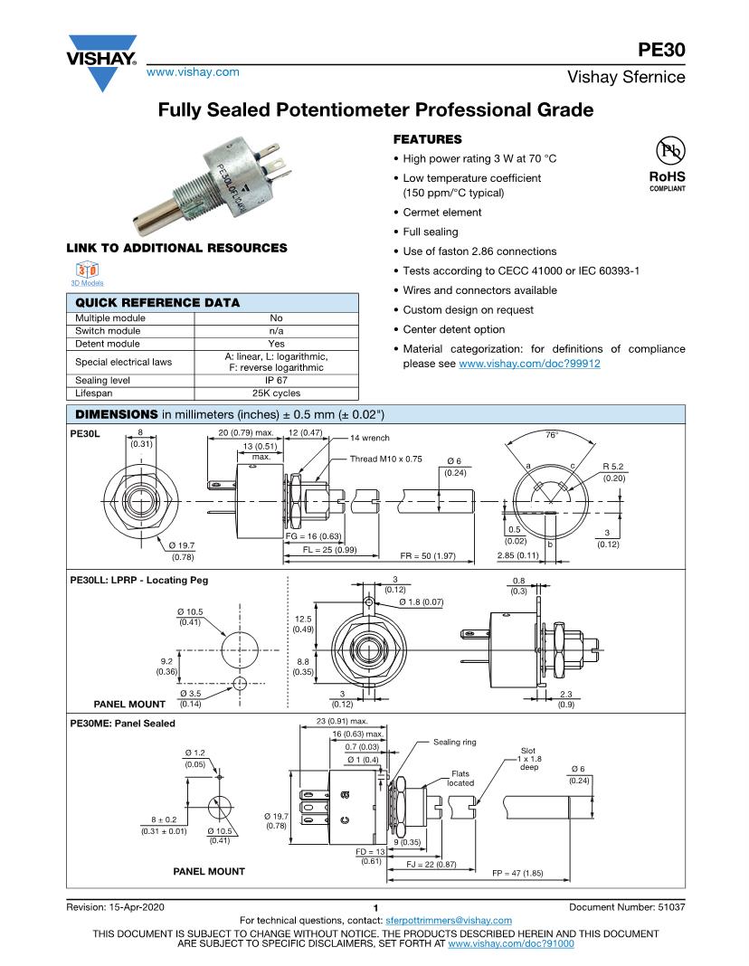 Variable Resistor Connection Datasheet