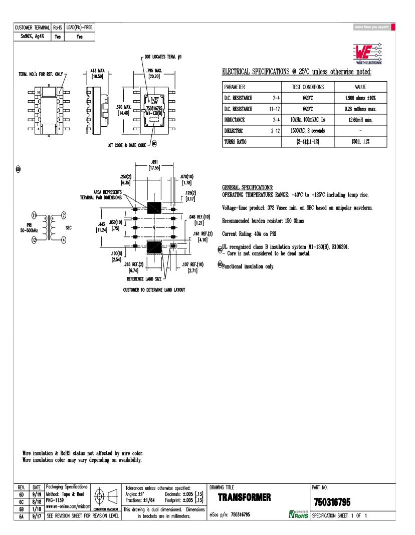 Current Transformers Datasheets Mouser