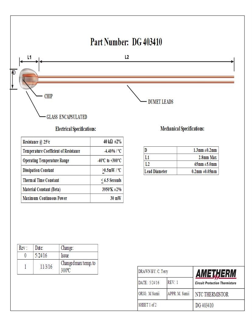Ametherm NTC Thermistors Datasheets Mouser