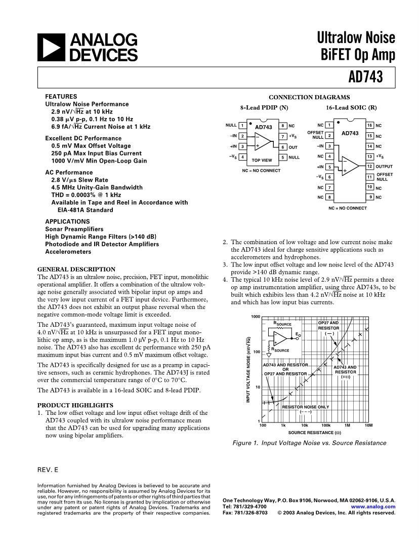 AD743 DATASHEET EBOOK