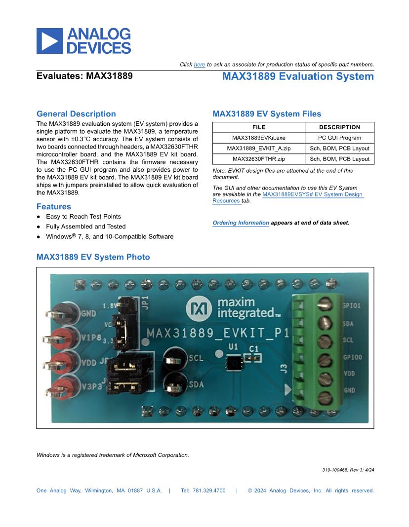 MAX32660-EVSYS# Analog Devices, Distributors, Price Comparison, and  Datasheets