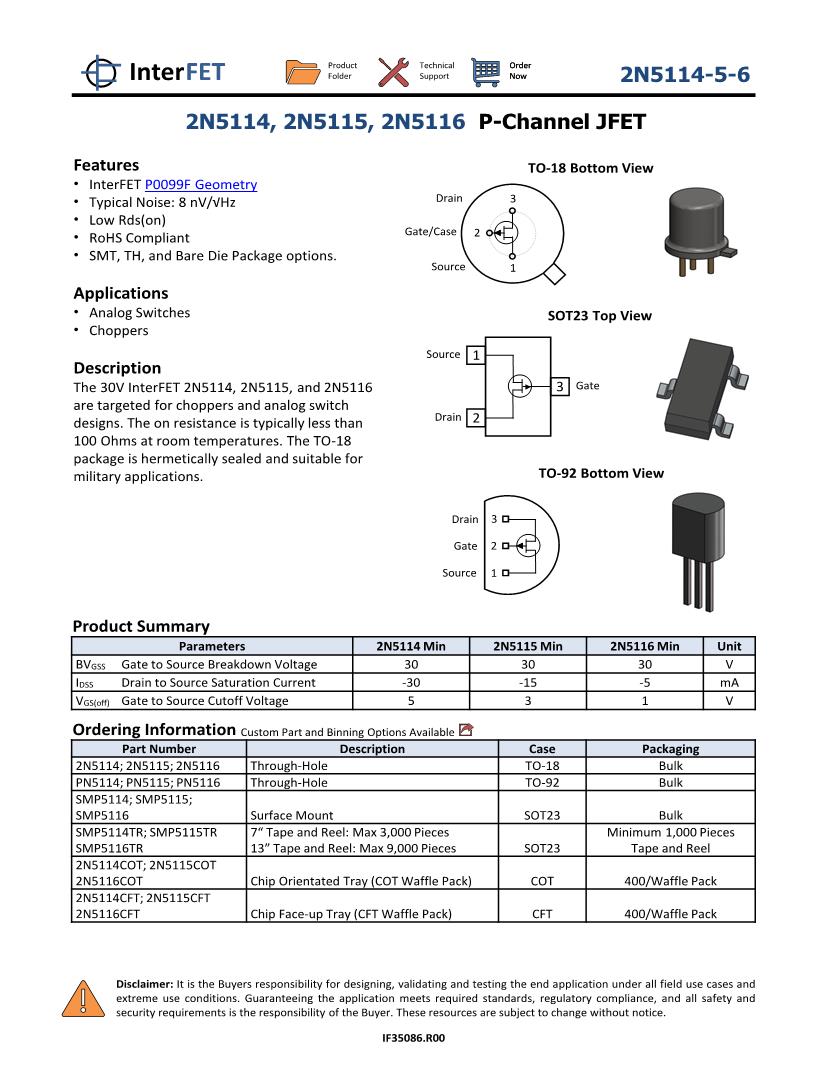 2N5115 JFET P-CH TO-18 