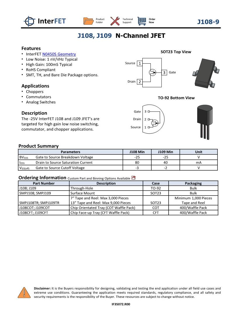 JFET Datasheets Mouser
