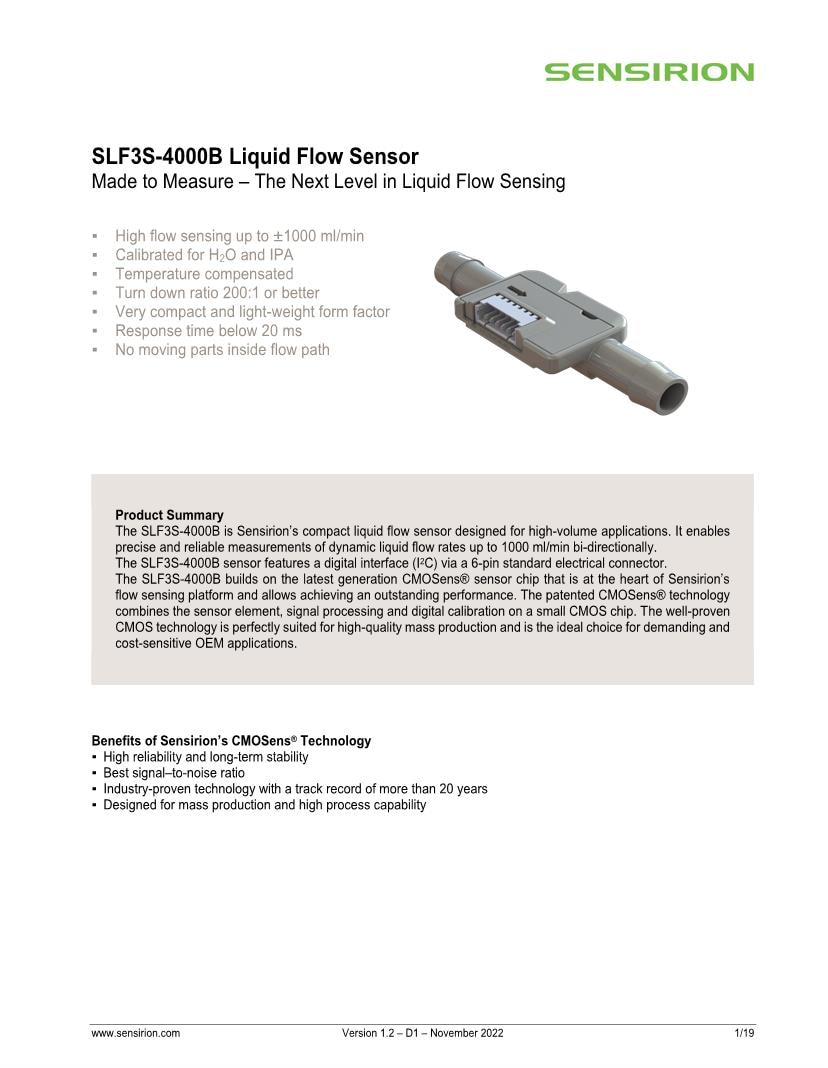 Flow Sensors Datasheets Mouser