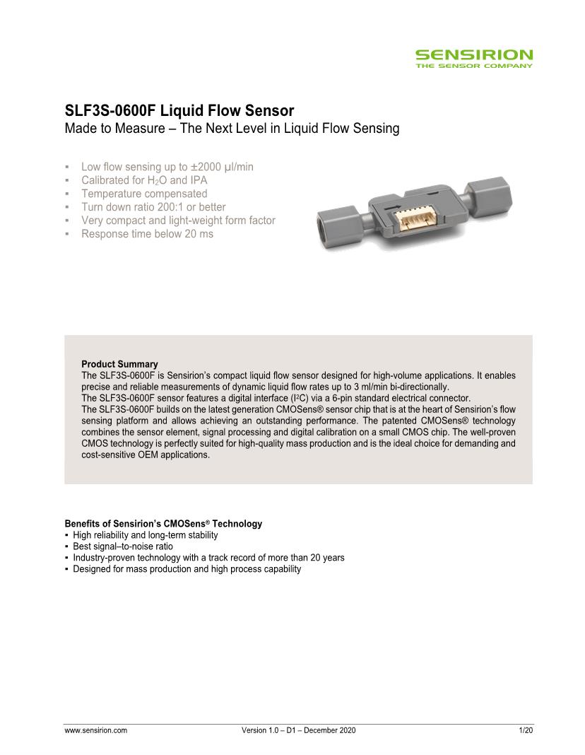 Flow Sensors Datasheets Mouser