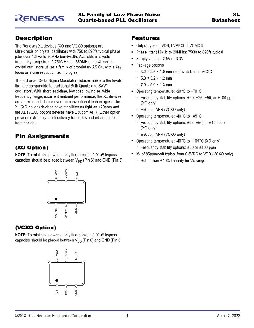 VCXO Oscillators Datasheets Mouser
