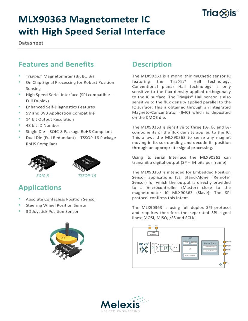 3Axis Board Mount Hall Effect / Sensors Datasheets Mouser