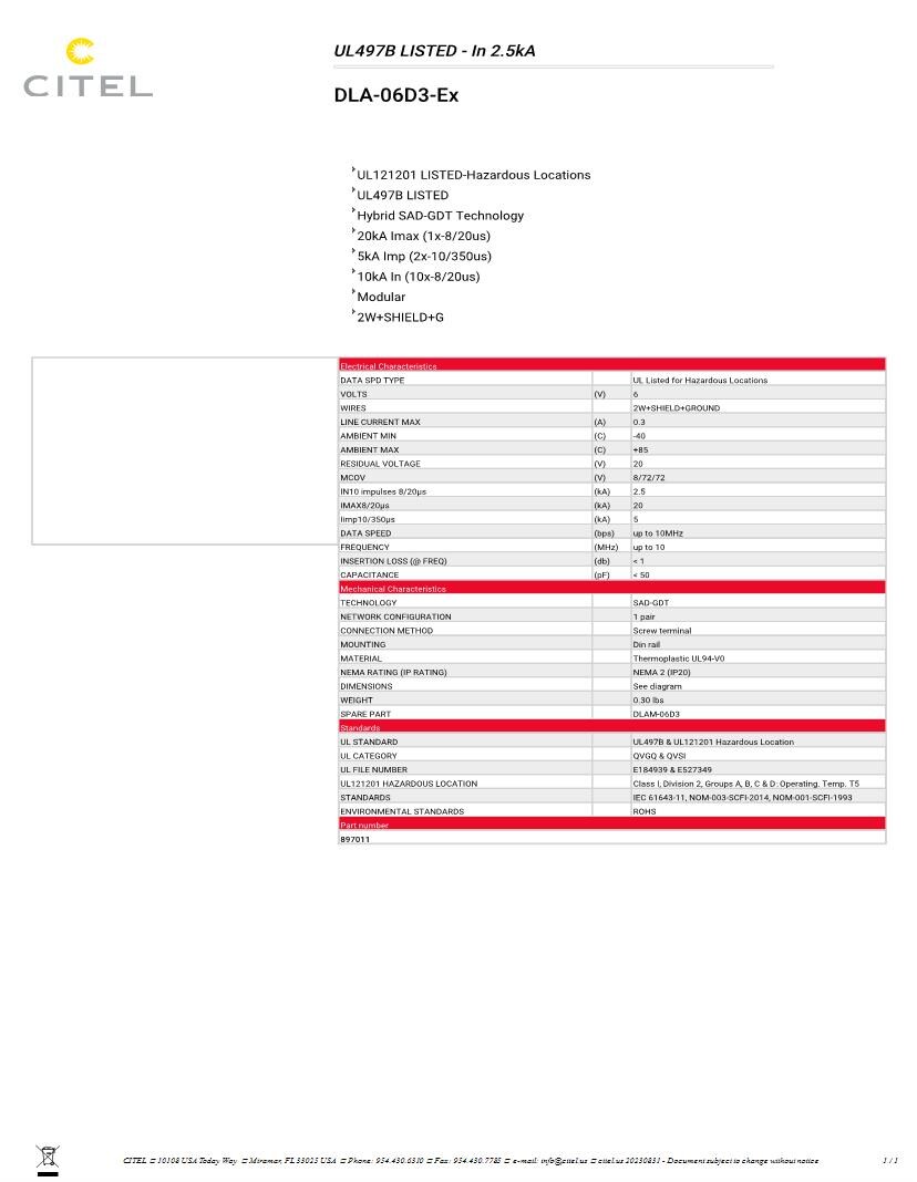 Datasheet for Manufacturer: Citel