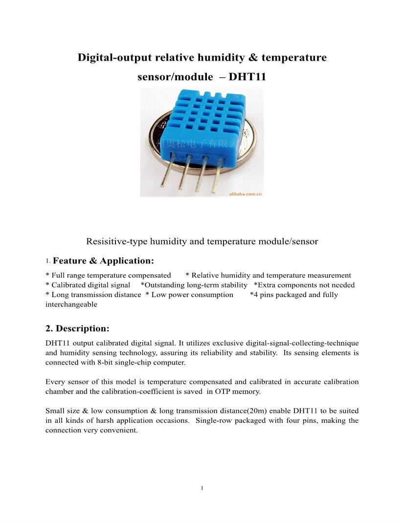 DHT11 Temperature And Humidity Sensor Module, 40 OFF