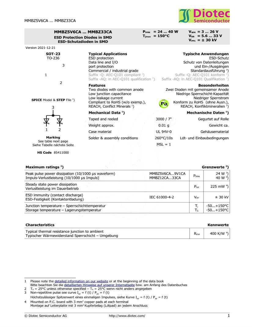 ESD Suppressors/TVS Diodes 225mW 15.2-16.8Vbr A-common SOT-23 TVS, Pack of 200 MMBZ16VALFHT116 ESD Suppressors/TVS Diodes 225mW 15.2-16.8Vbr A-common SOT-23 TVS, Pack of 200 MMBZ16VALFHT116
