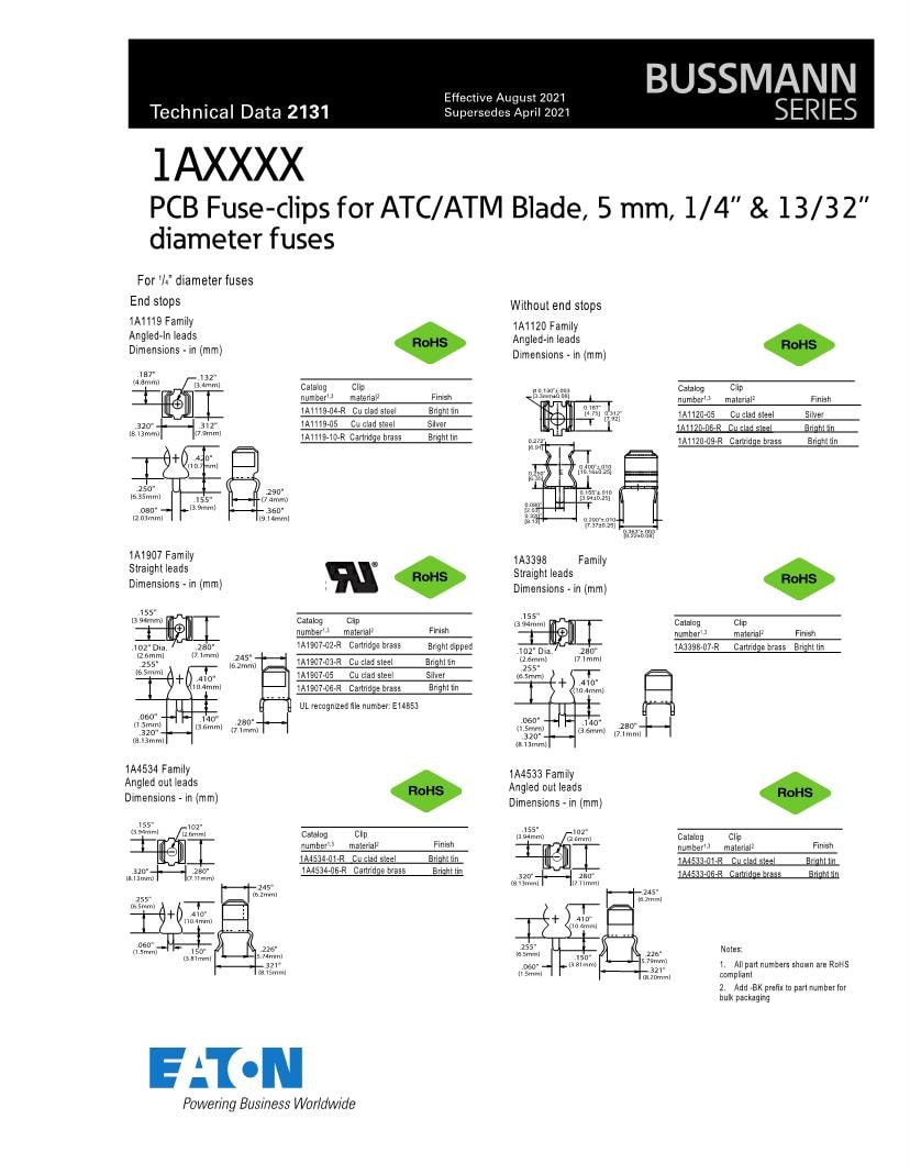 Fuse Clips Datasheets Mouser