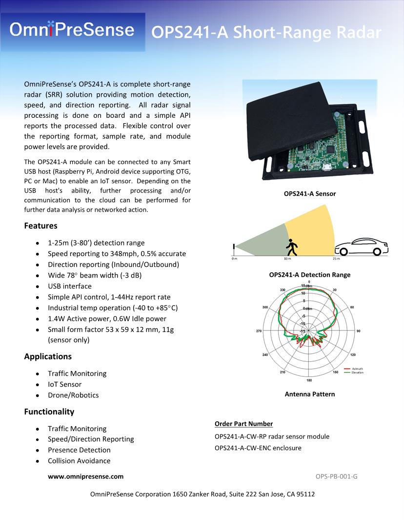 Short Range Radar Distance Sensor Modules - Finished Units Datasheets ...