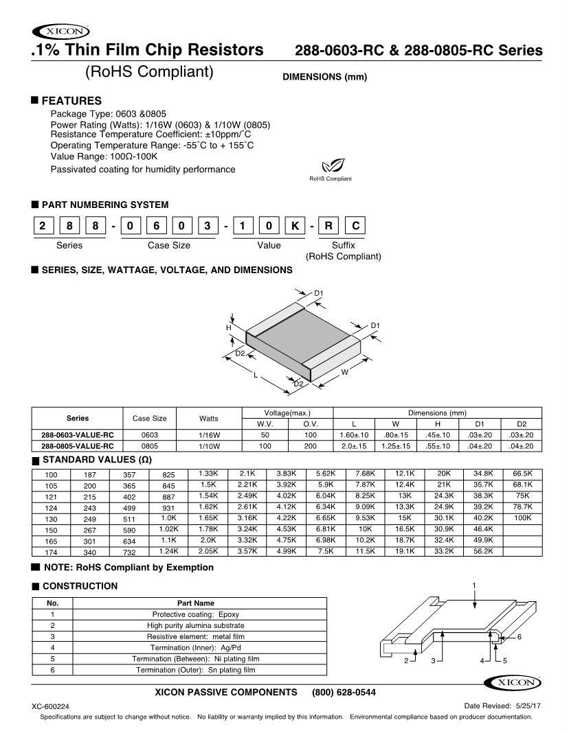 Xicon Thin Film Resistors SMD Mouser