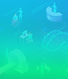 robots working in healthcare illustration