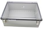 Electrical Enclosures PC+10% Fiberglass Box, Stainless Steel Latch, Clear Cover (15.8 X 11.8 X 5.9 In)