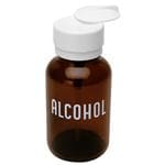 Liquid Dispensers & Bottles LASTING-TOUCH, AMBER ROUND GLASS 8 OZ IMPRINTED 'ALCOHOL'