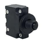 Circuit Breakers 1-pole, Miniature Push-To-Reset Button, 125-250 VAC/ 32 VDC 10 amp circuit breaker,  interrupting capacity Screw 8-32, 90 degree bend terminals 3/8" 27 UNS Front Panel Plastic Bushing with Round Plastic Nut UL 1077 Recognized cUL UL 1500 Recognized