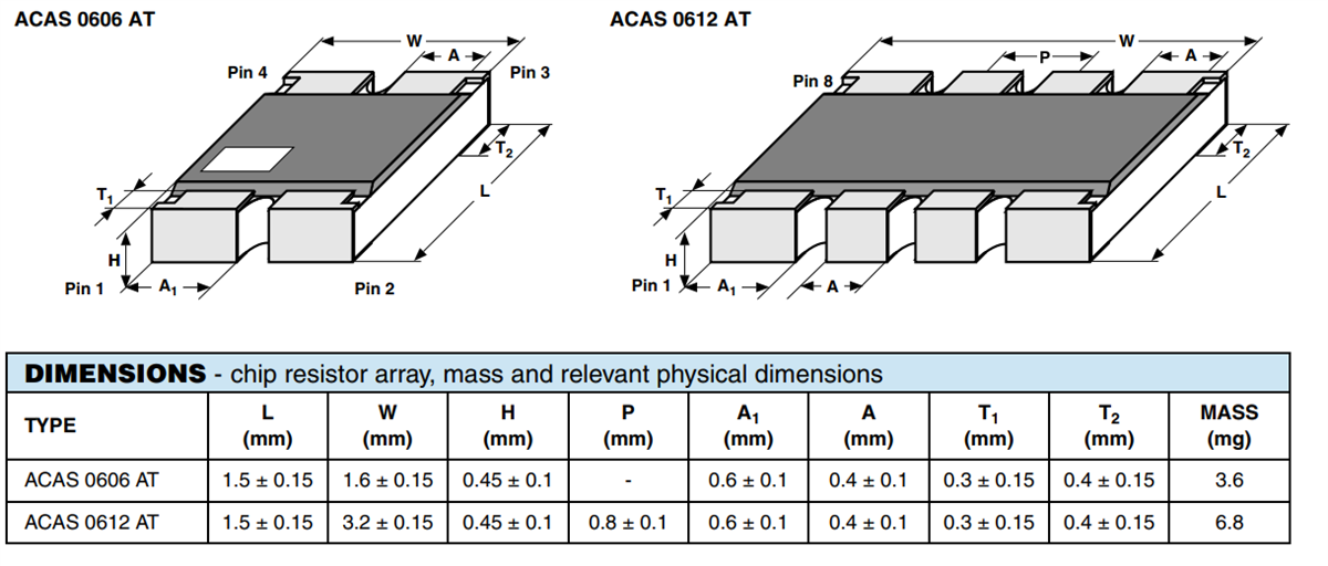 ACAS AT Precision Thin Film Chip Resistor Arrays Vishay / Beyschlag