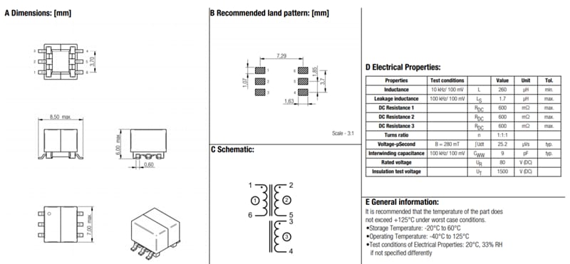 Transformer Dimensions Chart