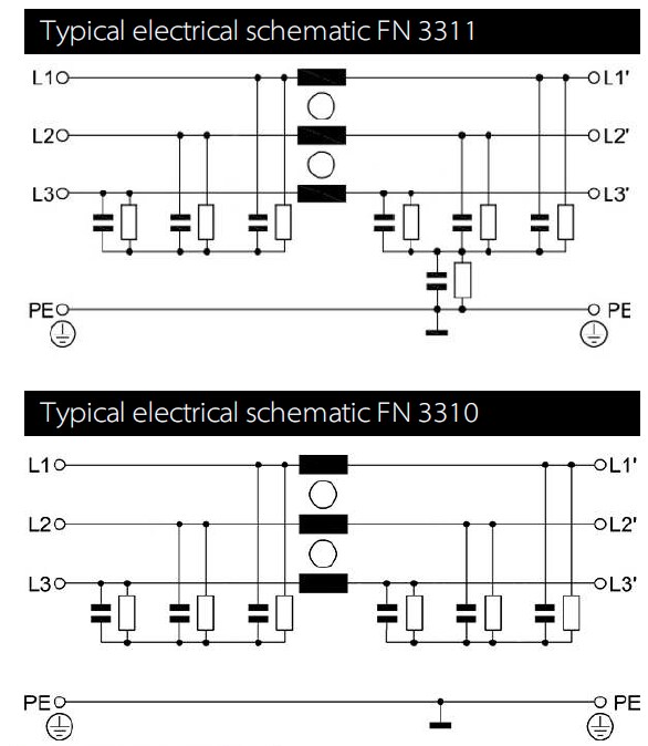 FN3311 / FN3310 Power Line AC EMC/EMI Filters Schaffner Mouser