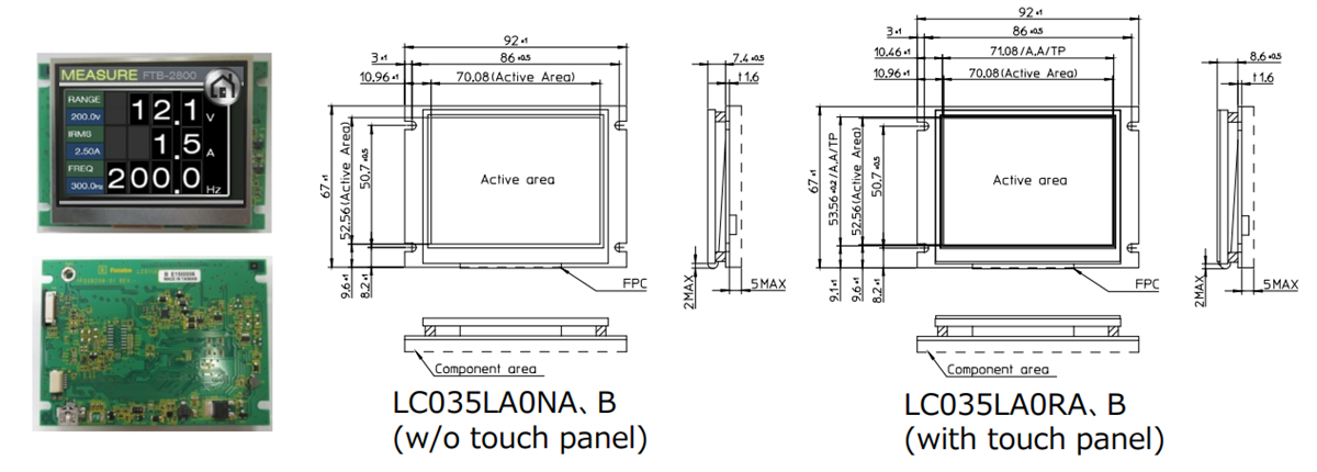 Lcd Dimensions Chart