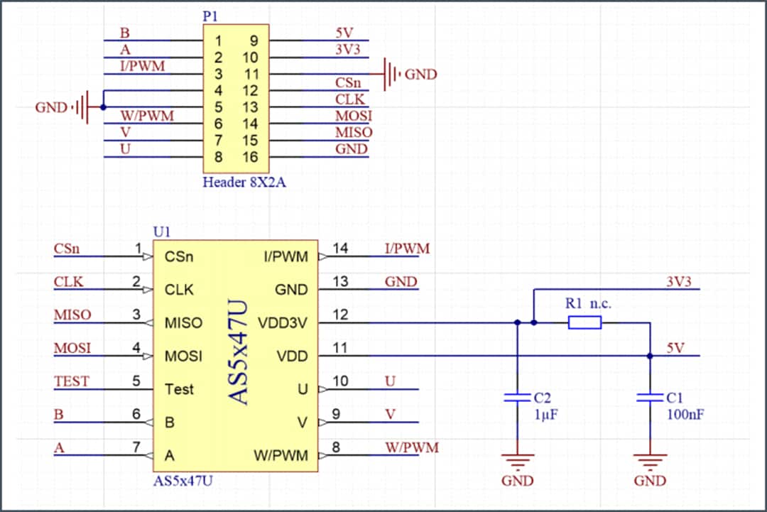 Schematic - ams OSRAM AS5x47U Adapter Board Schematic - ams OSRAM AS5x47U Adapter Board