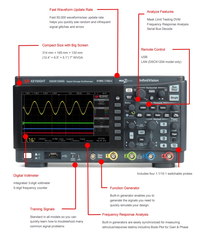 DSOX1204 4channel Oscilloscopes Keysight Technologies Mouser