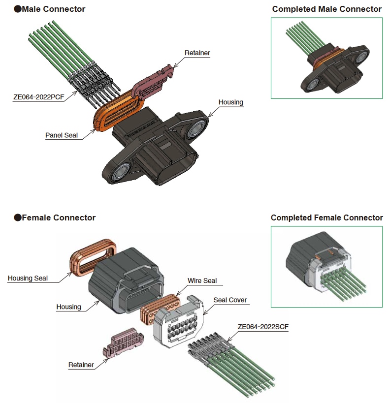 ZE064W Small Waterproof Automotive Connectors Hirose Mouser