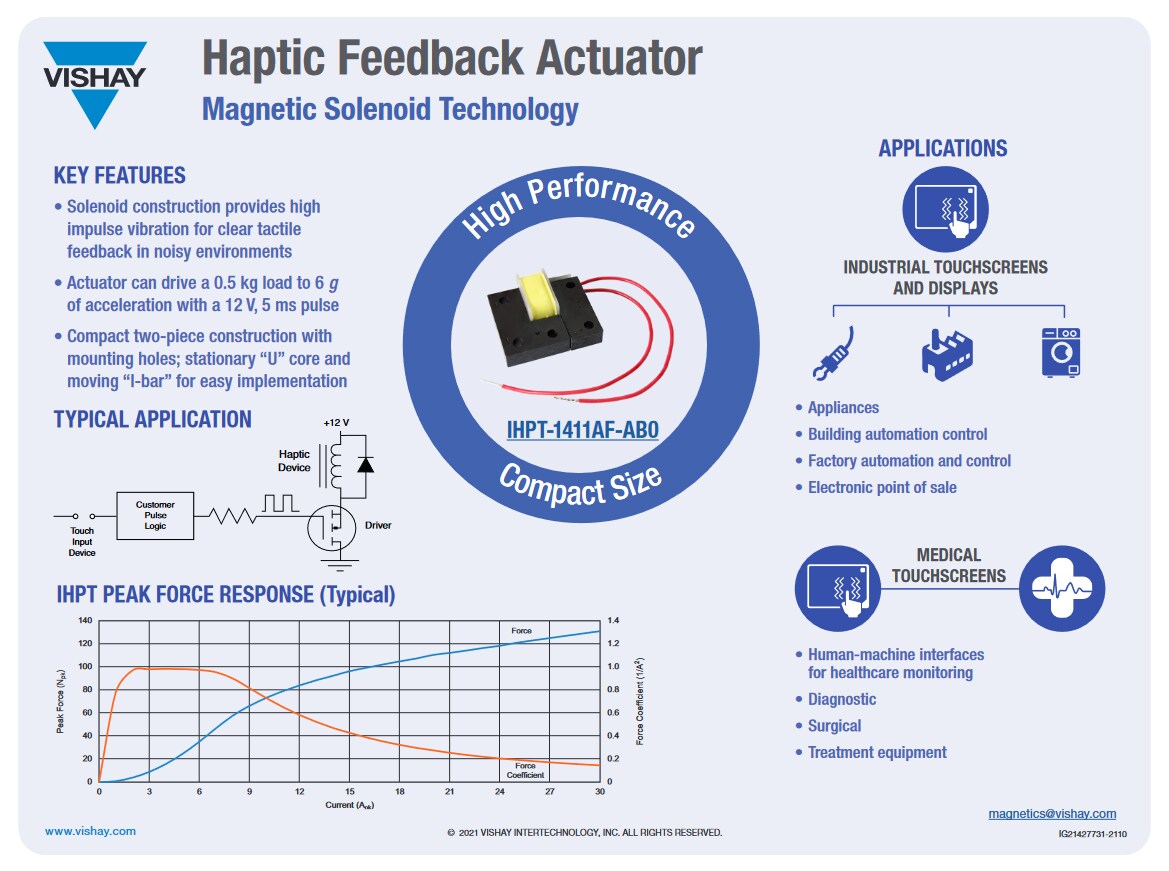 IHPT1411AFABx Haptic Feedback Actuators Vishay / Dale Mouser