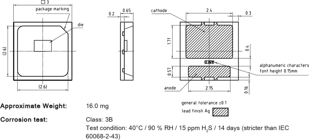Mechanical Drawing - ams OSRAM SYNIOS® P3030 KW DSLP31.CE Mechanical Drawing - ams OSRAM SYNIOS® P3030 KW DSLP31.CE