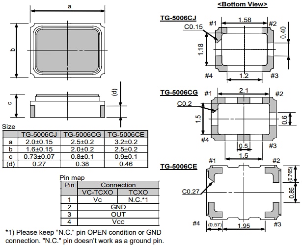 Epson Timing TG-5006CG Crystal Oscillators Epson Timing TG-5006CG Crystal Oscillators