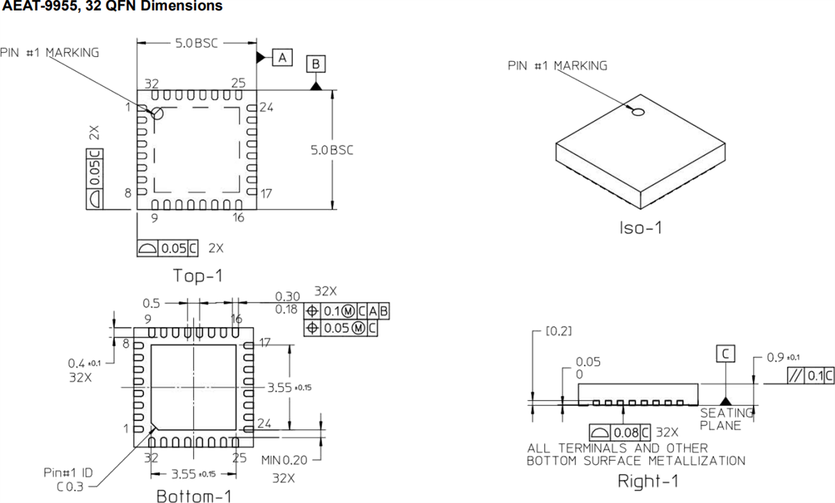 Mechanical Drawing - Broadcom AEAT-9955 Programmable Angular Magnetic Encoder Mechanical Drawing - Broadcom AEAT-9955 Programmable Angular Magnetic Encoder