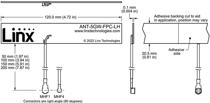 TE Connectivity / Linx Technologies ANT-5GW-FPC-LH Flexible Cellular Sub-6 5G Antennas TE Connectivity / Linx Technologies ANT-5GW-FPC-LH Flexible Cellular Sub-6 5G Antennas