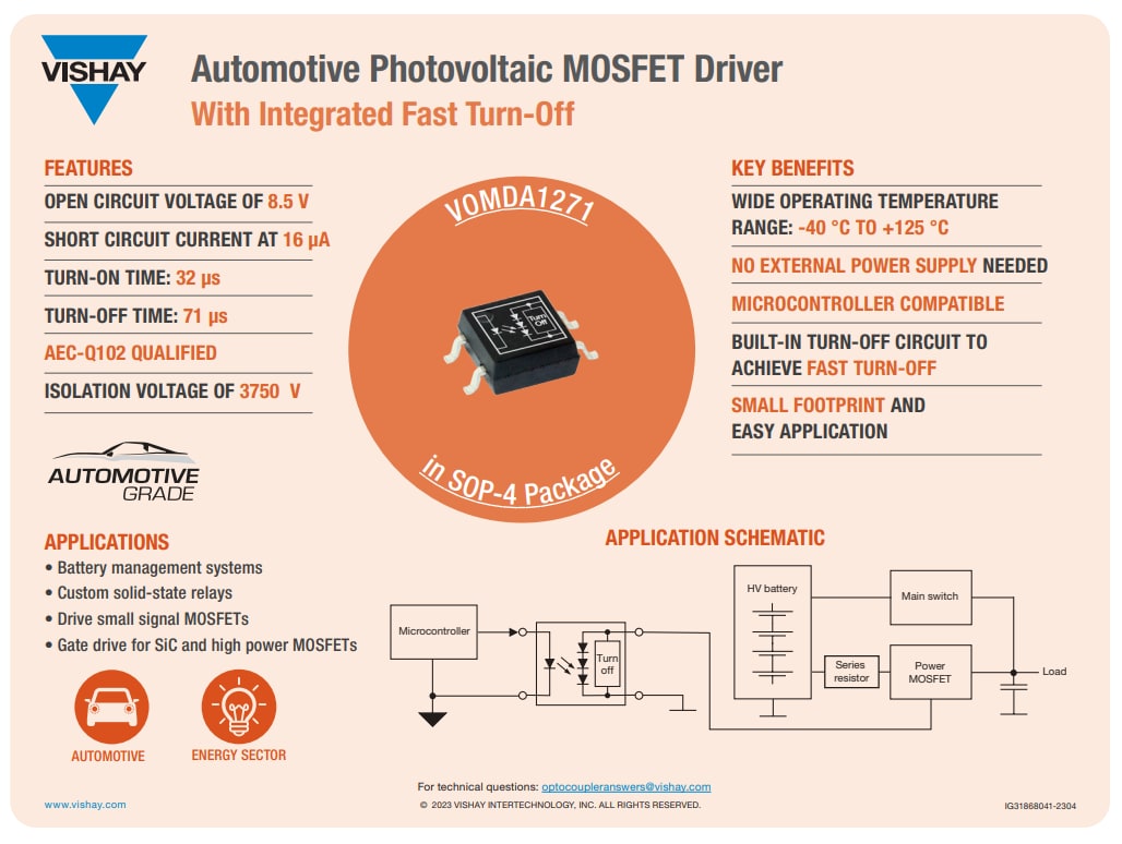 VOMDA1271 Automotive MOSFET Driver Vishay Semiconductors Mouser