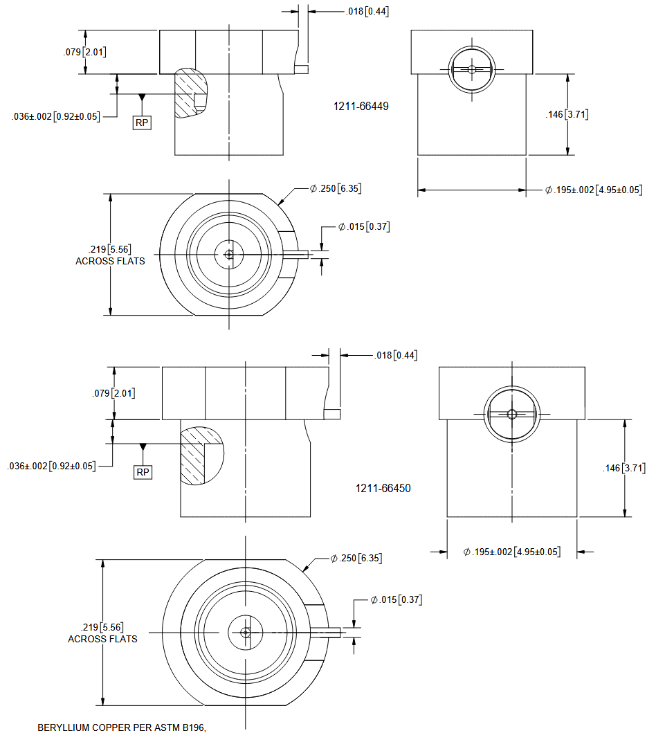 Mechanical Drawing - Amphenol / SV Microwave Reverse-Mount Thru-Hole RF PCB Connectors Mechanical Drawing - Amphenol / SV Microwave Reverse-Mount Thru-Hole RF PCB Connectors