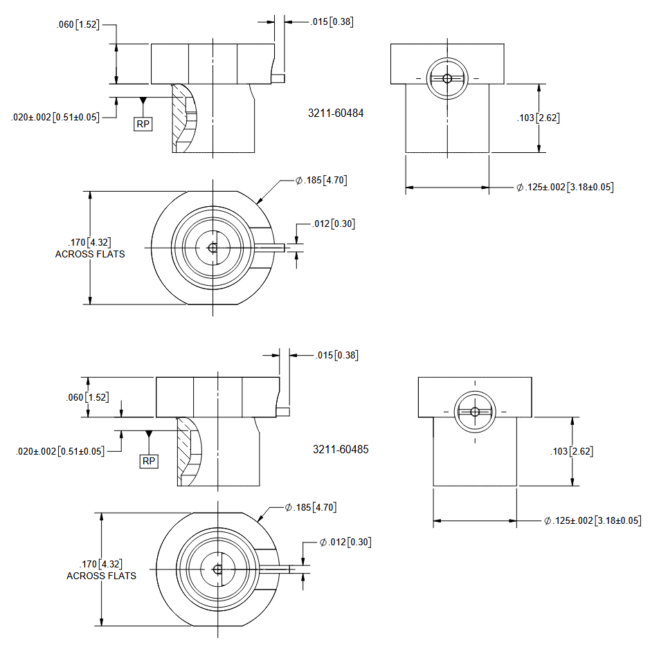 Mechanical Drawing - Amphenol / SV Microwave Reverse-Mount Thru-Hole RF PCB Connectors Mechanical Drawing - Amphenol / SV Microwave Reverse-Mount Thru-Hole RF PCB Connectors