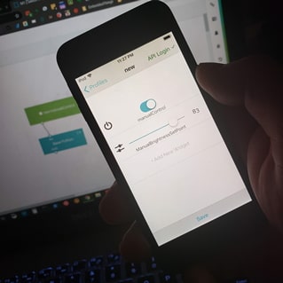 Using smartphone to control lighting.