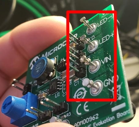Double turret solder terminals.