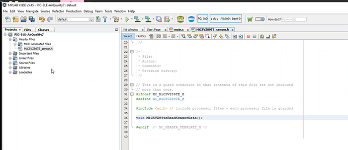 Programming the header file–declaring the function for reading the
            sensor data