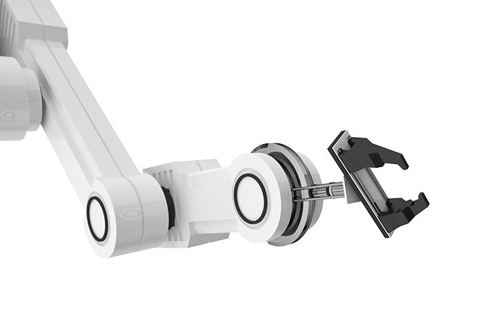 Small robots use harmonic geared joints to reduce size and weight.