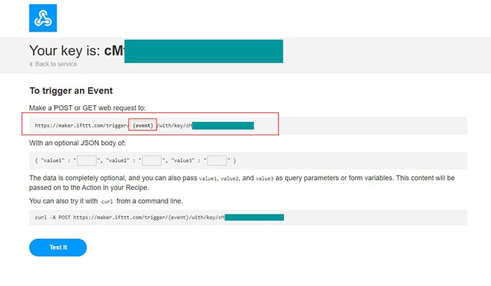 IFTTT webhook link